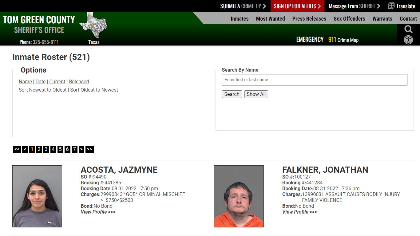 Inmate Roster (510) - Tom Green County Sheriff